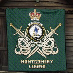 ScotsTee Shop Scottish Montgomery Clan Crest Tartan Quilt The Golden Sword of Courageous Legacy Quilt