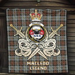 ScotsTee Shop Scottish MacLeod of Harris Weathered Clan Crest Tartan Quilt The Golden Sword of Courageous Legacy Quilt