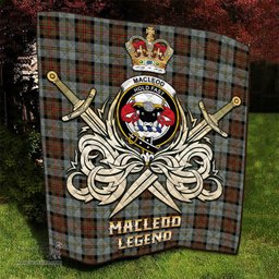 ScotsTee Shop Scottish MacLeod of Harris Weathered Clan Crest Tartan Quilt The Golden Sword of Courageous Legacy Quilt