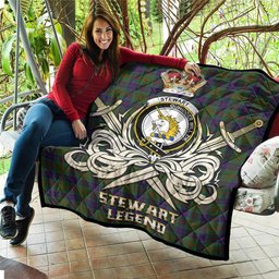 ScotsTee Shop Scottish Stewart of Appin Hunting Clan Crest Tartan Quilt The Golden Sword of Courageous Legacy Quilt