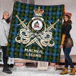 ScotsTee Shop Scottish MacNeil of Barra Clan Crest Tartan Quilt The Golden Sword of Courageous Legacy Quilt