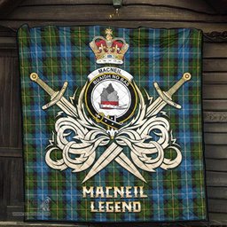 ScotsTee Shop Scottish MacNeil of Barra Clan Crest Tartan Quilt The Golden Sword of Courageous Legacy Quilt