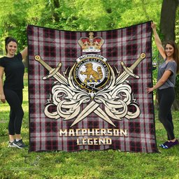 ScotsTee Shop Scottish MacPherson Clan Crest Tartan Quilt The Golden Sword of Courageous Legacy Quilt