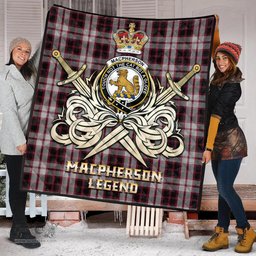 ScotsTee Shop Scottish MacPherson Clan Crest Tartan Quilt The Golden Sword of Courageous Legacy Quilt