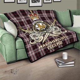 ScotsTee Shop Scottish MacPherson Clan Crest Tartan Quilt The Golden Sword of Courageous Legacy Quilt