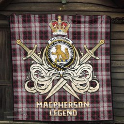 ScotsTee Shop Scottish MacPherson Clan Crest Tartan Quilt The Golden Sword of Courageous Legacy Quilt