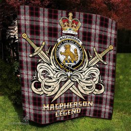 ScotsTee Shop Scottish MacPherson Clan Crest Tartan Quilt The Golden Sword of Courageous Legacy Quilt