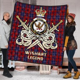 ScotsTee Shop Scottish Wishart Dress Clan Crest Tartan Quilt The Golden Sword of Courageous Legacy Quilt