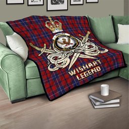 ScotsTee Shop Scottish Wishart Dress Clan Crest Tartan Quilt The Golden Sword of Courageous Legacy Quilt