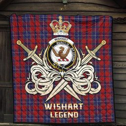 ScotsTee Shop Scottish Wishart Dress Clan Crest Tartan Quilt The Golden Sword of Courageous Legacy Quilt