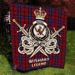 ScotsTee Shop Scottish Wishart Dress Clan Crest Tartan Quilt The Golden Sword of Courageous Legacy Quilt