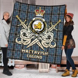 ScotsTee Shop Scottish MacTavish Dress Clan Crest Tartan Quilt The Golden Sword of Courageous Legacy Quilt