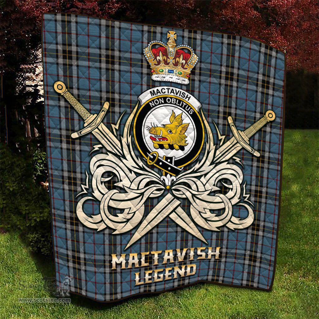 ScotsTee Shop Scottish MacTavish Dress Clan Crest Tartan Quilt The Golden Sword of Courageous Legacy Quilt