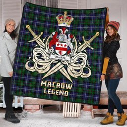 ScotsTee Shop Scottish MacRow Hunting Clan Crest Tartan Quilt The Golden Sword of Courageous Legacy Quilt