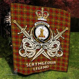 ScotsTee Shop Scottish Scrymgeour Clan Crest Tartan Quilt The Golden Sword of Courageous Legacy Quilt