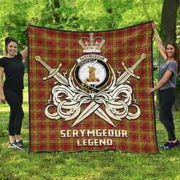 ScotsTee Shop Scottish Scrymgeour Clan Crest Tartan Quilt The Golden Sword of Courageous Legacy Quilt