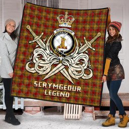 ScotsTee Shop Scottish Scrymgeour Clan Crest Tartan Quilt The Golden Sword of Courageous Legacy Quilt