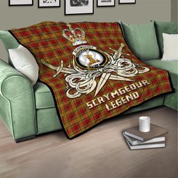 ScotsTee Shop Scottish Scrymgeour Clan Crest Tartan Quilt The Golden Sword of Courageous Legacy Quilt