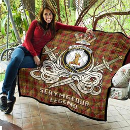 ScotsTee Shop Scottish Scrymgeour Clan Crest Tartan Quilt The Golden Sword of Courageous Legacy Quilt