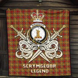 ScotsTee Shop Scottish Scrymgeour Clan Crest Tartan Quilt The Golden Sword of Courageous Legacy Quilt