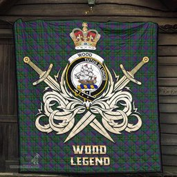 ScotsTee Shop Scottish Wood Clan Crest Tartan Quilt The Golden Sword of Courageous Legacy Quilt