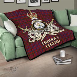 ScotsTee Shop Scottish Murray of Tullibardine Clan Crest Tartan Quilt The Golden Sword of Courageous Legacy Quilt