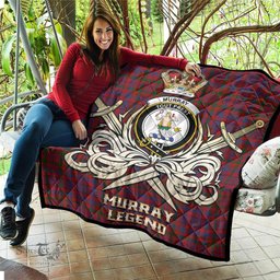 ScotsTee Shop Scottish Murray of Tullibardine Clan Crest Tartan Quilt The Golden Sword of Courageous Legacy Quilt