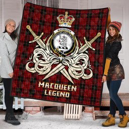 ScotsTee Shop Scottish MacQueen Clan Crest Tartan Quilt The Golden Sword of Courageous Legacy Quilt