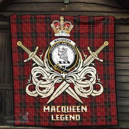 ScotsTee Shop Scottish MacQueen Clan Crest Tartan Quilt The Golden Sword of Courageous Legacy Quilt