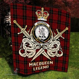 ScotsTee Shop Scottish MacQueen Clan Crest Tartan Quilt The Golden Sword of Courageous Legacy Quilt