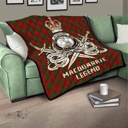 ScotsTee Shop Scottish MacQuarrie Clan Crest Tartan Quilt The Golden Sword of Courageous Legacy Quilt