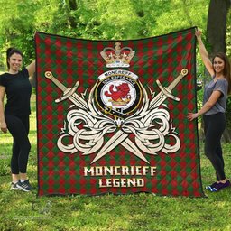 ScotsTee Shop Scottish Moncrieff Clan Crest Tartan Quilt The Golden Sword of Courageous Legacy Quilt