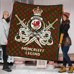 ScotsTee Shop Scottish Moncrieff Clan Crest Tartan Quilt The Golden Sword of Courageous Legacy Quilt