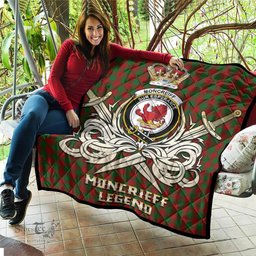 ScotsTee Shop Scottish Moncrieff Clan Crest Tartan Quilt The Golden Sword of Courageous Legacy Quilt