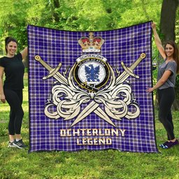 ScotsTee Shop Scottish Ochterlony Clan Crest Tartan Quilt The Golden Sword of Courageous Legacy Quilt