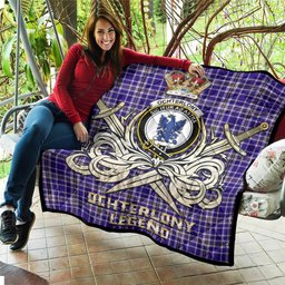 ScotsTee Shop Scottish Ochterlony Clan Crest Tartan Quilt The Golden Sword of Courageous Legacy Quilt