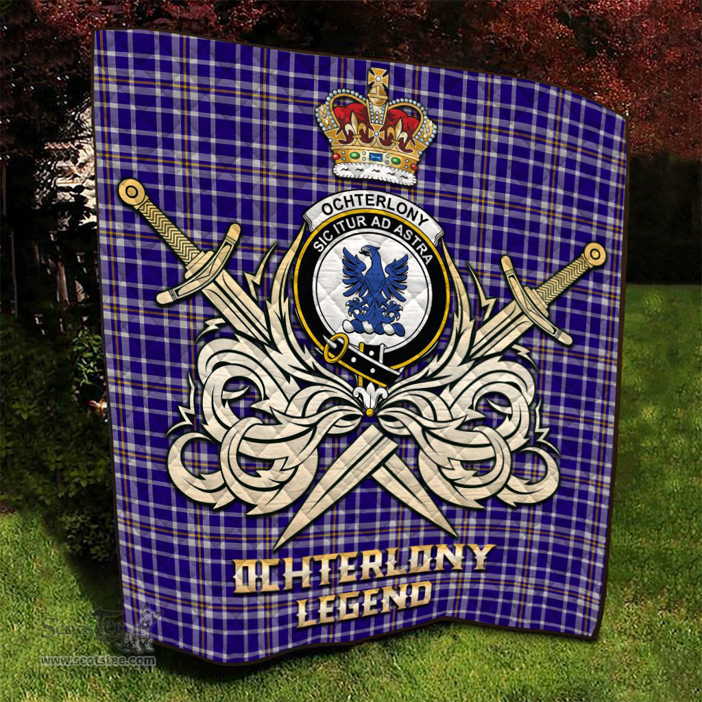ScotsTee Shop Scottish Ochterlony Clan Crest Tartan Quilt The Golden Sword of Courageous Legacy Quilt