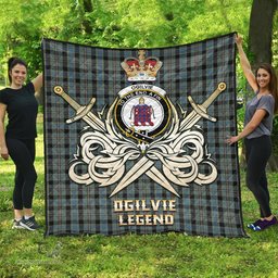 ScotsTee Shop Scottish Ogilvie (Ogilvy) Hunting Clan Crest Tartan Quilt The Golden Sword of Courageous Legacy Quilt