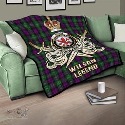ScotsTee Shop Scottish Wilson Clan Crest Tartan Quilt The Golden Sword of Courageous Legacy Quilt