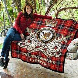 ScotsTee Shop Scottish Majoribanks Clan Crest Tartan Quilt The Golden Sword of Courageous Legacy Quilt