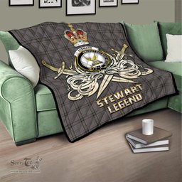 ScotsTee Shop Scottish Stewart Grey Clan Crest Tartan Quilt The Golden Sword of Courageous Legacy Quilt