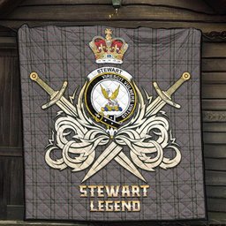 ScotsTee Shop Scottish Stewart Grey Clan Crest Tartan Quilt The Golden Sword of Courageous Legacy Quilt