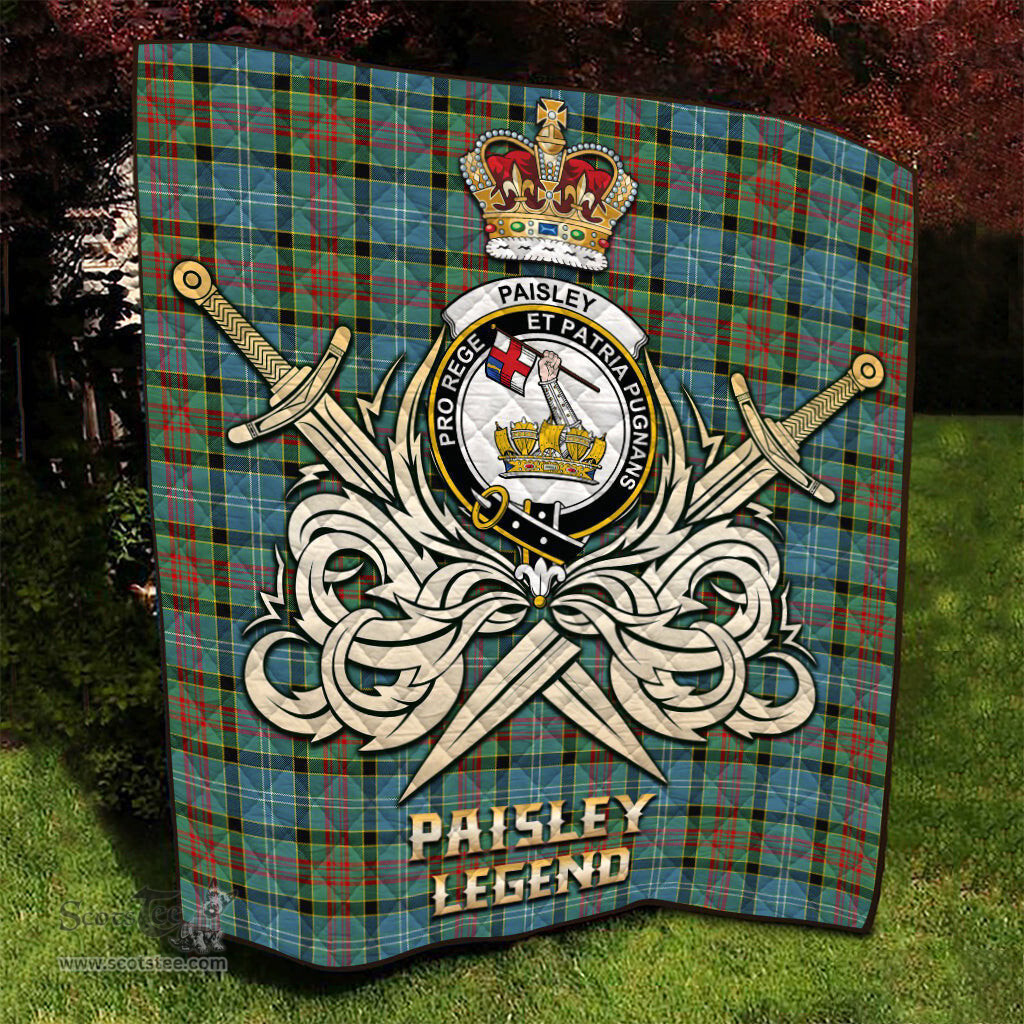ScotsTee Shop Scottish Paisley Clan Crest Tartan Quilt The Golden Sword of Courageous Legacy Quilt