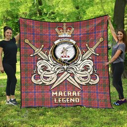 ScotsTee Shop Scottish MacRae Ancient Clan Crest Tartan Quilt The Golden Sword of Courageous Legacy Quilt