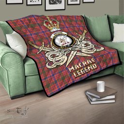 ScotsTee Shop Scottish MacRae Ancient Clan Crest Tartan Quilt The Golden Sword of Courageous Legacy Quilt