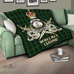 ScotsTee Shop Scottish Wallace Hunting Clan Crest Tartan Quilt The Golden Sword of Courageous Legacy Quilt