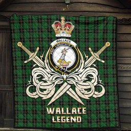 ScotsTee Shop Scottish Wallace Hunting Clan Crest Tartan Quilt The Golden Sword of Courageous Legacy Quilt