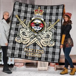 ScotsTee Shop Scottish MacLeod Black and White Clan Crest Tartan Quilt The Golden Sword of Courageous Legacy Quilt