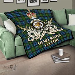 ScotsTee Shop Scottish Newlands of Lauriston Clan Crest Tartan Quilt The Golden Sword of Courageous Legacy Quilt