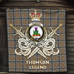 ScotsTee Shop Scottish Thomson Camel Clan Crest Tartan Quilt The Golden Sword of Courageous Legacy Quilt